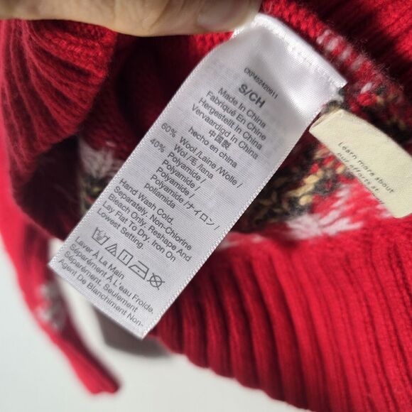 Madewell Floral Hazelwood Pullover SweaterRed Crewneck Boxy Fit Wool Sz Small - Picture 12 of 12